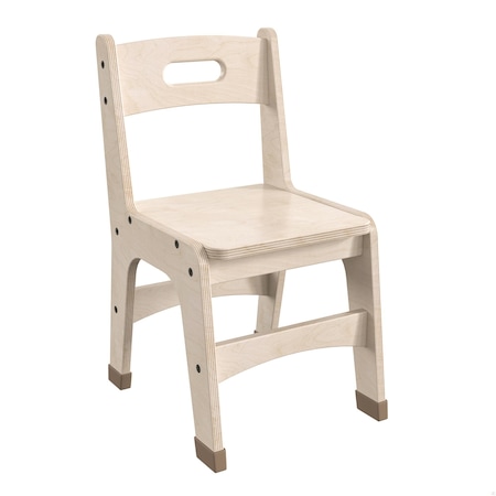 Flash Furniture Bright Beginnings  Commercial Grade Wooden Classroom Chairs, 11.5" Seat Height with Non-Slip Foot Caps and Built-In Carrying Handle, Natural, PK2 MK-KE24442-GG